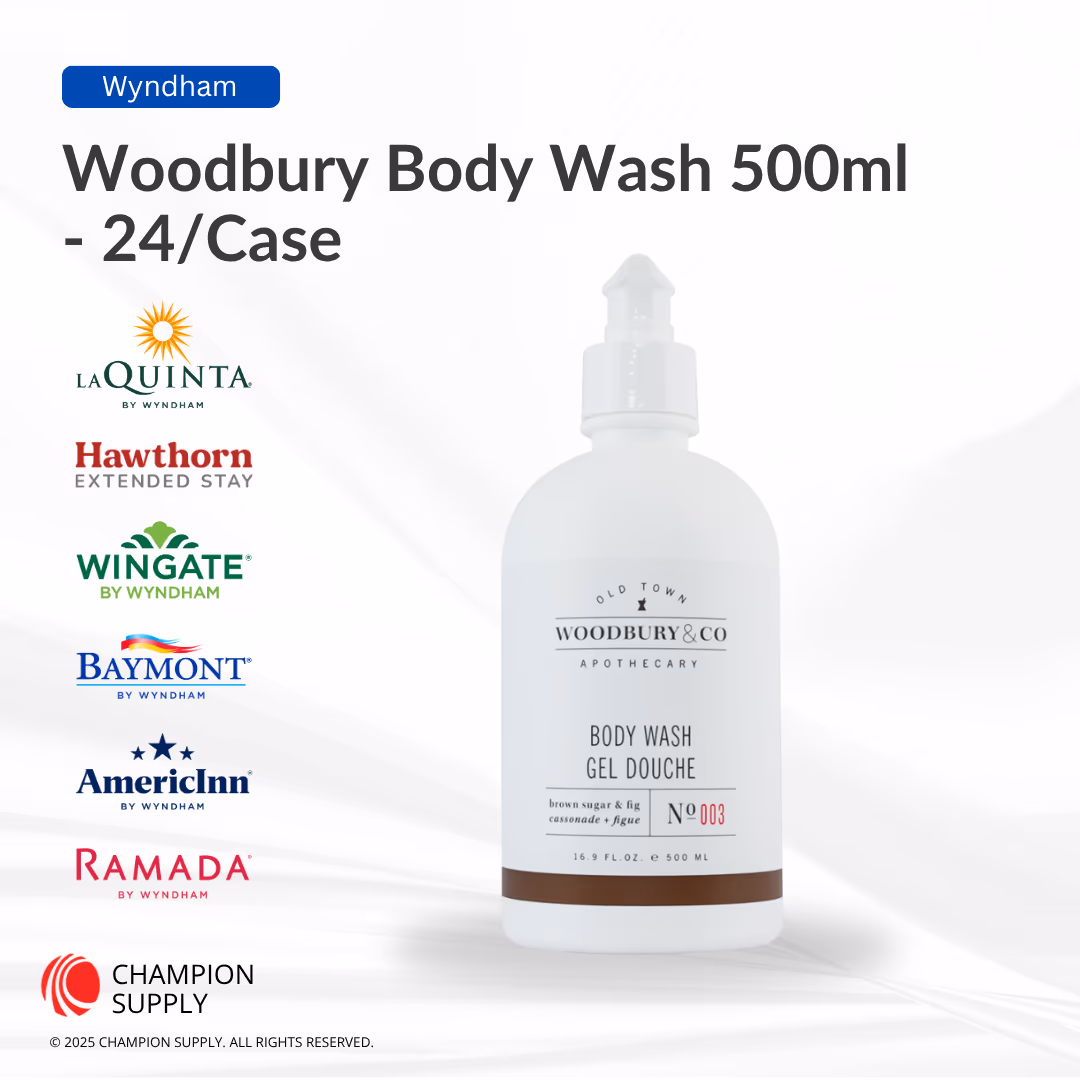 Woodbury & Co 16.9 fl.oz/500ml Brown Sugar & Fig Body Wash in non-refillable round pump bottle, Case of 24
